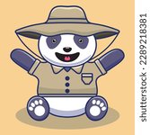 Funny Bear explorer. vector mascot. cute drawing cartoon. vector illustration isolated background