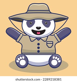 Funny Bear explorer. vector mascot. cute drawing cartoon. vector illustration isolated background