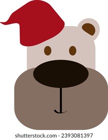 Funny Bear face Christmas style with red hat vector illustration
