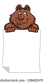 funny bear hold a blank paper