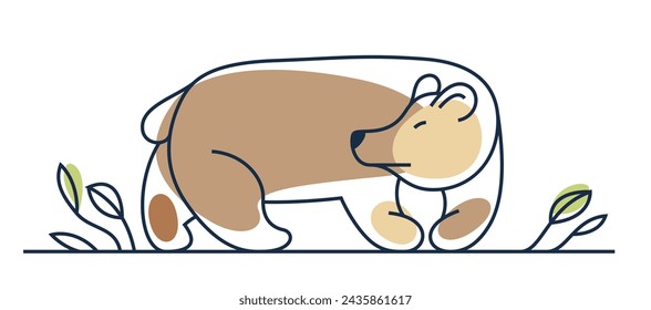 Ilustración divertida del oso vector, aislado sobre blanco.