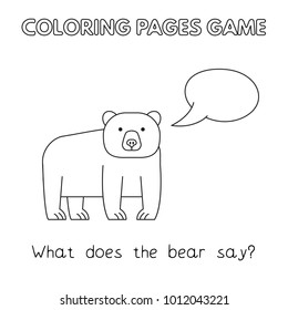 Funny bear kids learning game. Vector coloring book pages for children