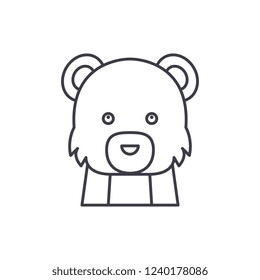 Funny bear line icon concept. Funny bear vector linear illustration, symbol, sign