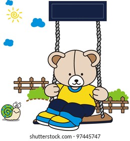 funny bear on the swings