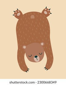 Funny bear print. Childish graphic. Vector hand drawn illustration.
