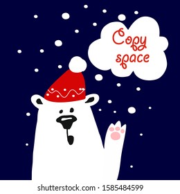 Funny  bear in a red hat. Vector illustration.