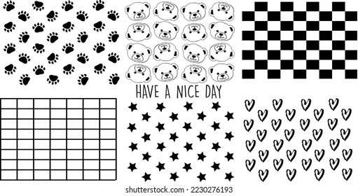 Funny bear seamless patterns collection. Cute animal character, Cute set of childish seamless patterns. pattern set 6 print wallpaper