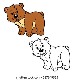 funny bear. Vector illustration coloring page of happy cartoon  for bear children, coloring and scrap book