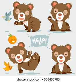 Cu?te and funny bear vector illustration set