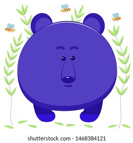 Funny bear vector isolated image in flat style