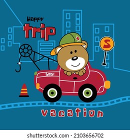 Funny Bear Wearing Worker Helmet On Stock Vector (Royalty Free) 2103656702