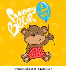 Funny bear whith ballon Vector illustration