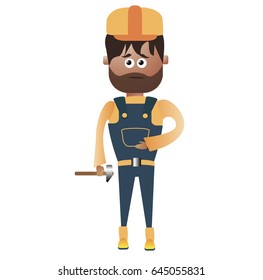 Funny Bearded Builder Vector Illustration Stock Vector (Royalty Free ...