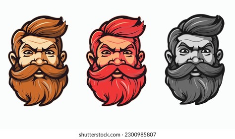 Funny bearded man cartoon face