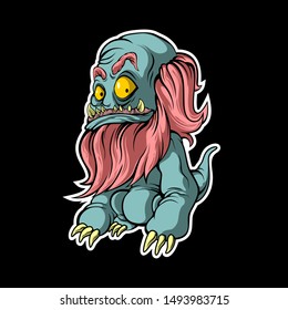 funny bearded monsters vector for commercial use