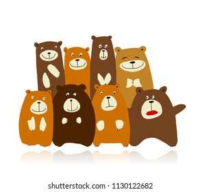 Funny bears family, sketch for your design