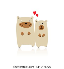 Funny bears family, sketch for your design