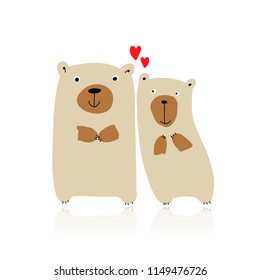 Funny bears family, sketch for your design