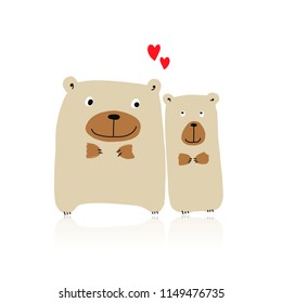 Funny bears family, sketch for your design