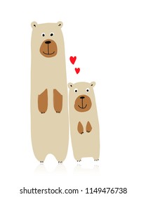 Funny bears family, sketch for your design