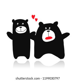 Funny bears family, sketch for your design