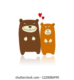 Funny bears family, sketch for your design