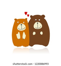 Funny bears family, sketch for your design