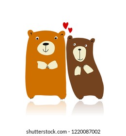 Funny bears family, sketch for your design