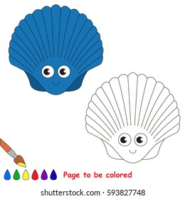 Funny Beautiful Blue Seashell to be colored, the coloring book for preschool kids with easy educational gaming level.