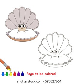 Funny Beautiful Pearl with Oyster and Seashell to be colored, the coloring book for preschool kids with easy educational gaming level.