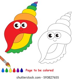 Funny Beautiful Rainbow Colorful Seashell to be colored, the coloring book for preschool kids with easy educational gaming level.