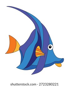Divertida y hermosa Ilustración vectorial de pez ángel de mar