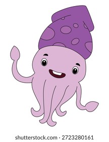 Funny and beautiful sea octopus vector illustration