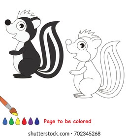 Funny Beautiful Skunk to be colored, the coloring book for preschool kids with easy educational gaming level.