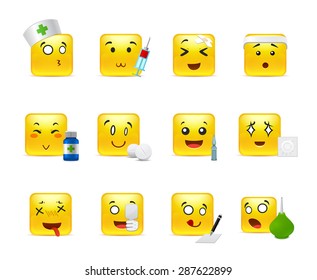Funny and beautiful square anime smiles in different devices on the topic Hospital