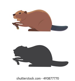 Funny beaver illustration, cartoon style.