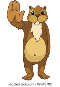 Funny Beaver Isolated on White Background