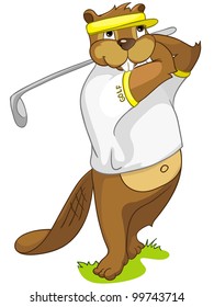 Funny Beaver Isolated on White Background