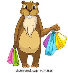 Funny Beaver Isolated on White Background