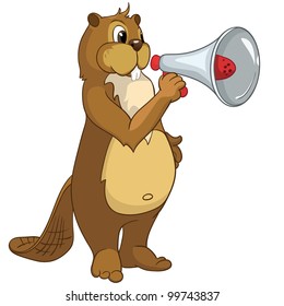 Funny Beaver Isolated on White Background