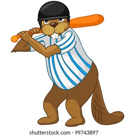 Funny Beaver Isolated on White Background