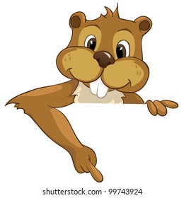 Funny Beaver Isolated on White Background