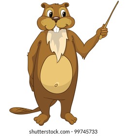 Funny Beaver Isolated on White Background. Vector