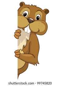 El castor gracioso está aislado en el fondo blanco. Vector