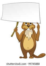 Funny Beaver Isolated on White Background. Vector