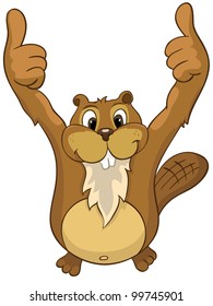 Funny Beaver Isolated on White Background. Vector