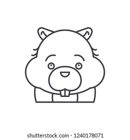 Funny beaver line icon concept. Funny beaver vector linear illustration, symbol, sign