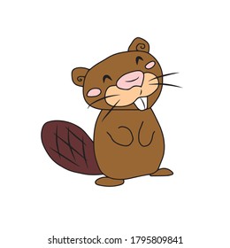 Funny beaver .Vector children's design for greeting cards, banners.Sticker