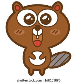 Funny beaver. Vector illustration of adorable friendly beaver