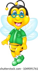 funny bee cartoon posing with smile
